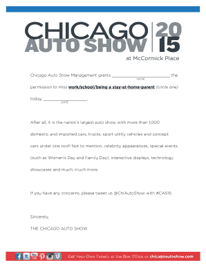 Chicago Auto Show Excused Absence Letter