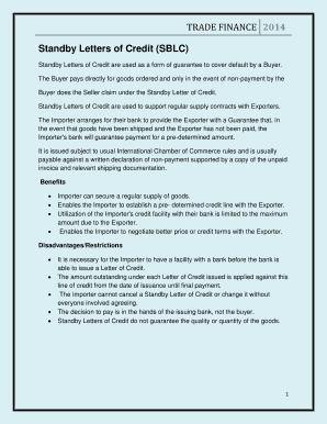 Standby Letter of Credit Template