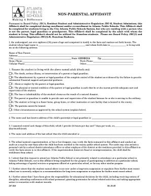 Non-Parent Affidavit for Atlanta Public Schools