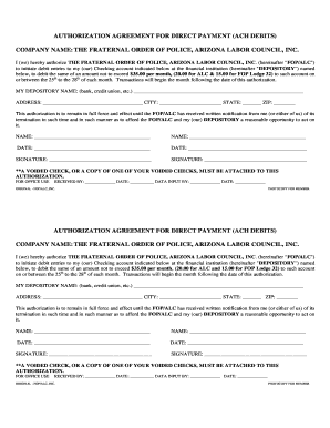 Authorization Agreement for Direct Payment (ACH Debits)