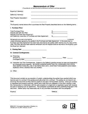 Memorandum of Offer for Real Property Purchase