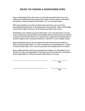 Real Estate Buyer Responsibilities Agreement