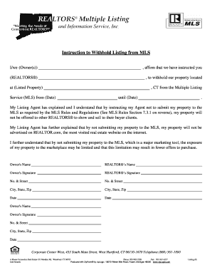 Instruction to Withhold Listing from MLS