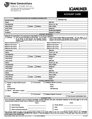 Credit Union Account Application Form