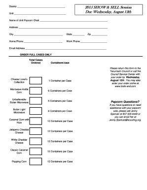 Popcorn Order Form