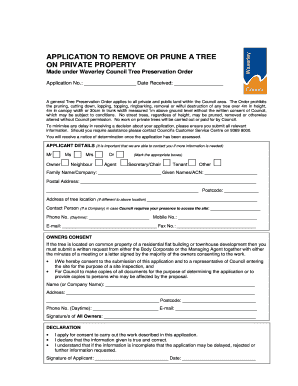 Application to Remove or Prune a Tree on Private Property