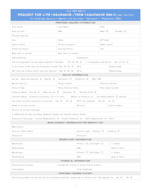 Life Insurance Term Application Form
