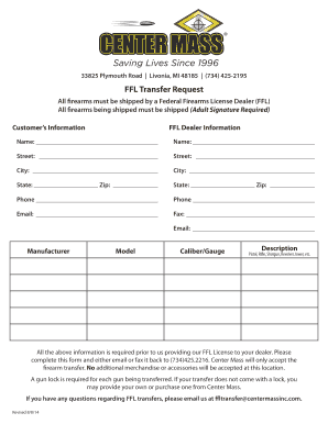 FFL Transfer Request Form