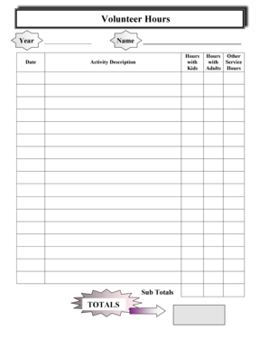 Volunteer Hours Tracking Form