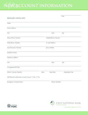 New Account Application Form