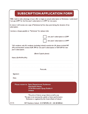 Techinvest Subscription Application Form