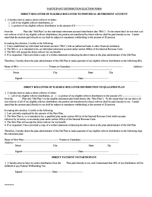 Participant Distribution Election Form