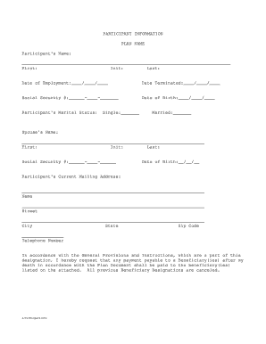 Employee Beneficiary Designation Form