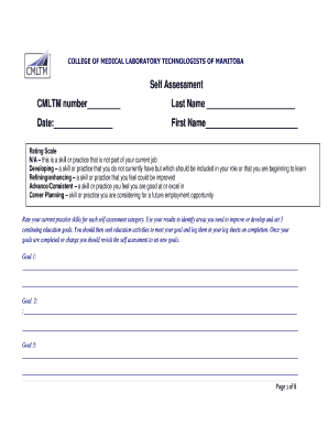 Medical Laboratory Technologist Self Assessment Form