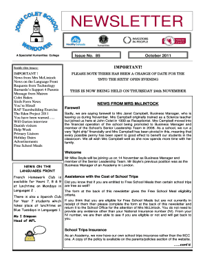 NEWSLETTER A Specialist Humanities College Issue No
