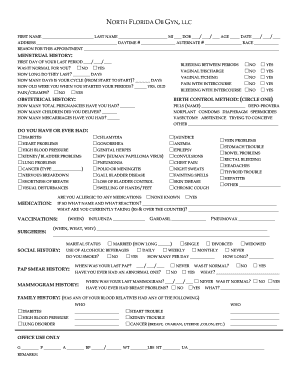 OB-GYN Patient Intake Form