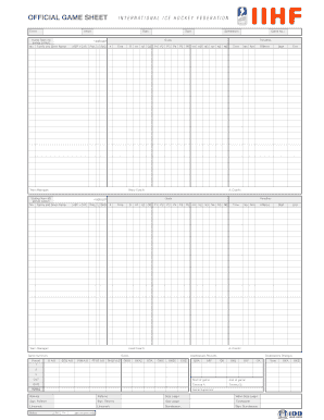 International Ice Hockey Federation Game Sheet