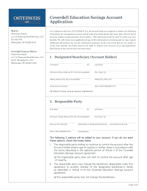 Coverdell Education Savings Account Application