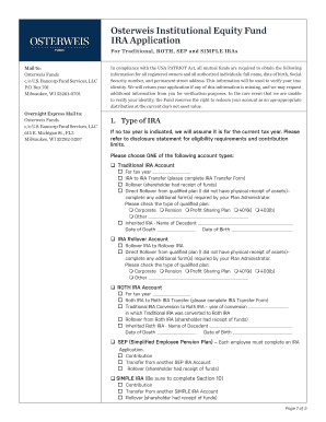 Osterweis Institutional Equity Fund IRA Application