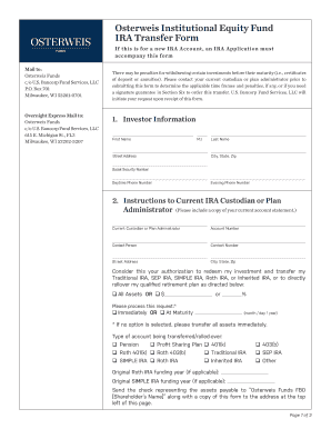 Osterweis Institutional Equity Fund IRA Transfer Form