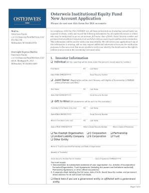 Osterweis Institutional Equity Fund New Account Application