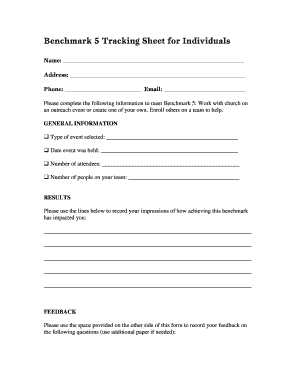 Benchmark 5 Tracking Sheet for Individuals