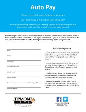Tipmont REMC Auto Pay Authorization Agreement