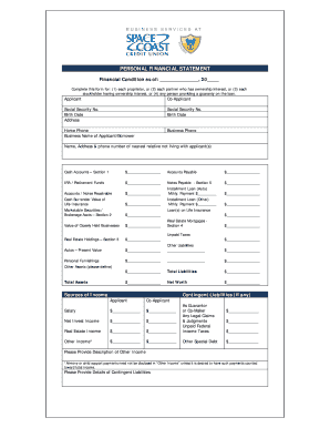 Personal Financial Statement Form