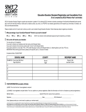 Education Donation Recipient Registration and Cancellation Form