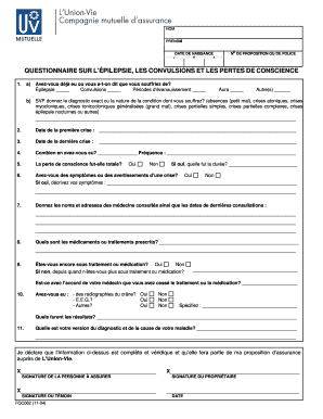 Questionnaire sur l’épilepsie