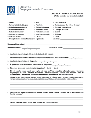 CERTIFICAT MÉDICAL CONFIDENTIEL
