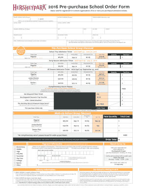 2016 Pre-purchase School Order Form