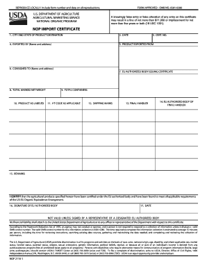 NOP Import Certificate