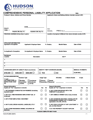 Comprehensive Personal Liability Application