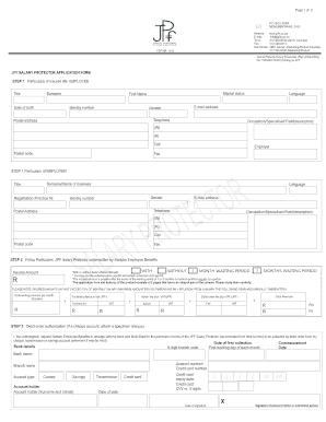 JPF Salary Protector Application Form