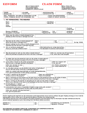 South African Insurance Claim Form