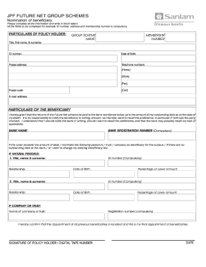 JPF Future Net Group Beneficiary Nomination Form