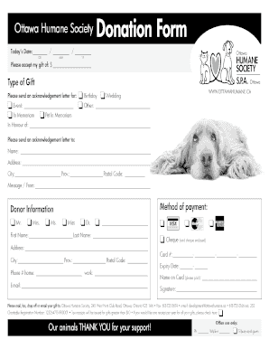 Ottawa Humane Society Donation Form