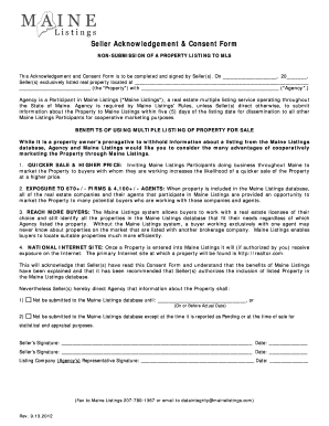 Seller Acknowledgement & Consent Form