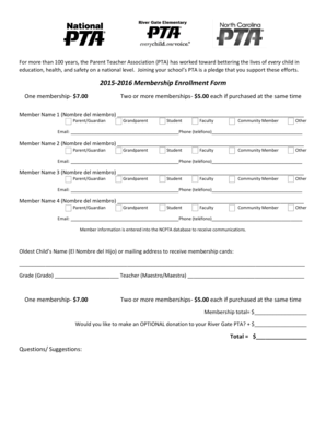 PTA Membership Enrollment Form