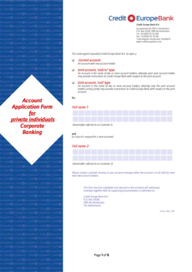 Credit Europe Bank Account Application Form