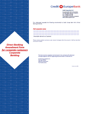 Credit Europe Bank Direct Banking Amendment Form