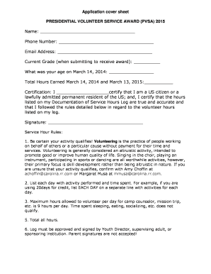 Presidential Volunteer Service Award Application