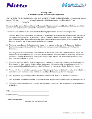 Facility Tour Confidentiality and Non-Disclosure Agreement