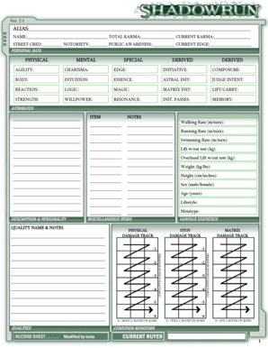 Cyberpunk Character Sheet