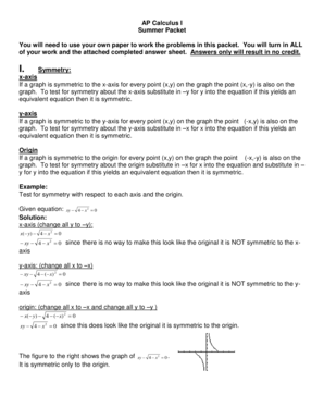 AP Calculus I Summer Packet