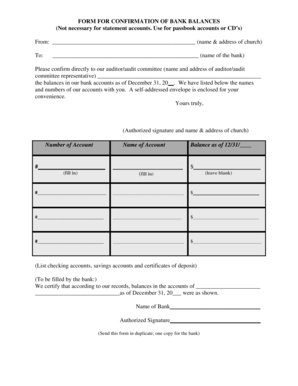 Bank Balance Confirmation Form