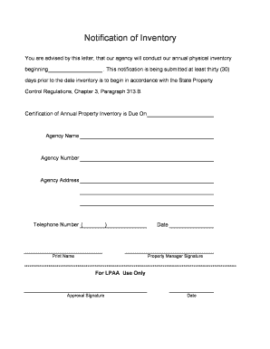 Notification of Inventory