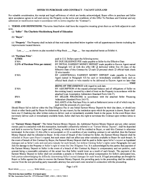 Offer to Purchase and Contract - Vacant Lot/Land