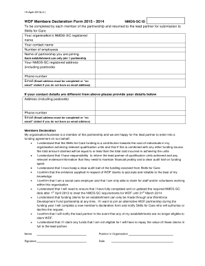WDF Members Declaration Form 2013-2014